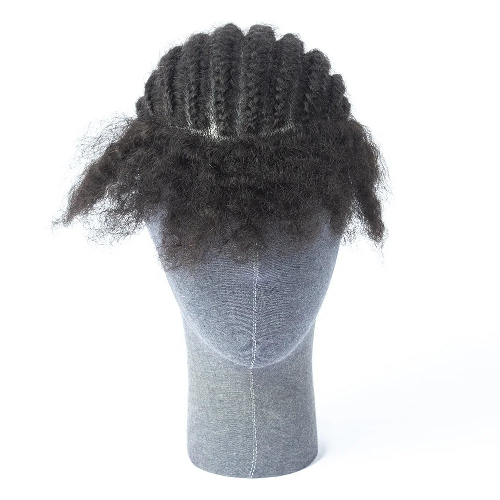 Wholesale Price Jet Black 100% Brazilian Hair 8X10 Toupee Box Braids for Black Men Afro Twist Toupee