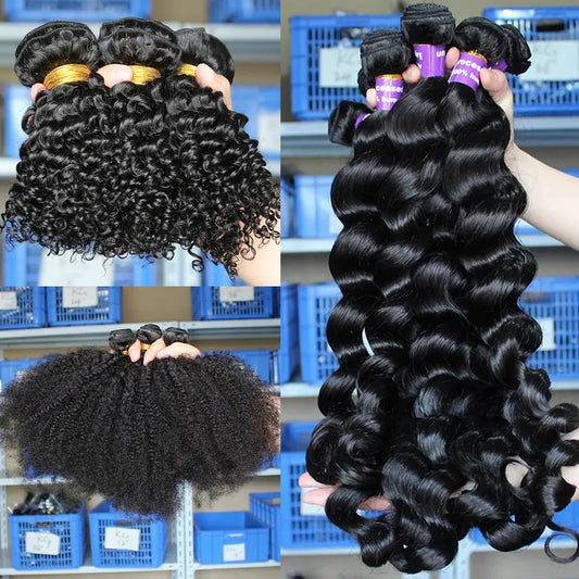 Wholesale Price Brazilian Remy Hair Bundles Afro Kinky Curly Wave 100% Virgin Human Hair Cuticle Aligned Natural Color Straight