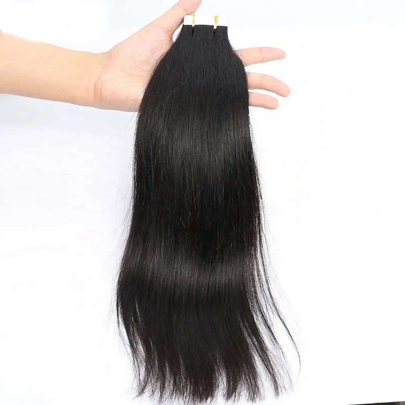 Light Yaki Straight Tape in Human Hair Extensions Black Women Brazilian Tape in Coarse Yaki Microlink Microloop Hair Extensions