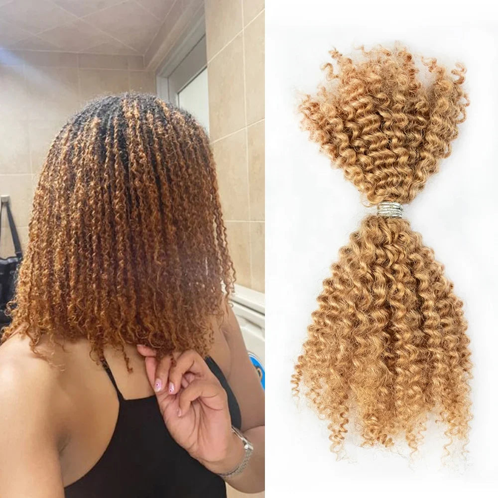 Afro Kinky Curly Bulk 100% Human Hair  Customized Color 8-28 Inch Hair Extensions Bulk Human Hair for Braiding