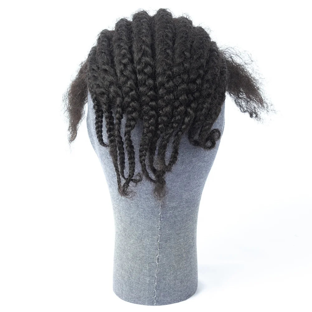 Wholesale Price Jet Black 100% Brazilian Hair 8X10 Toupee Box Braids for Black Men Afro Twist Toupee
