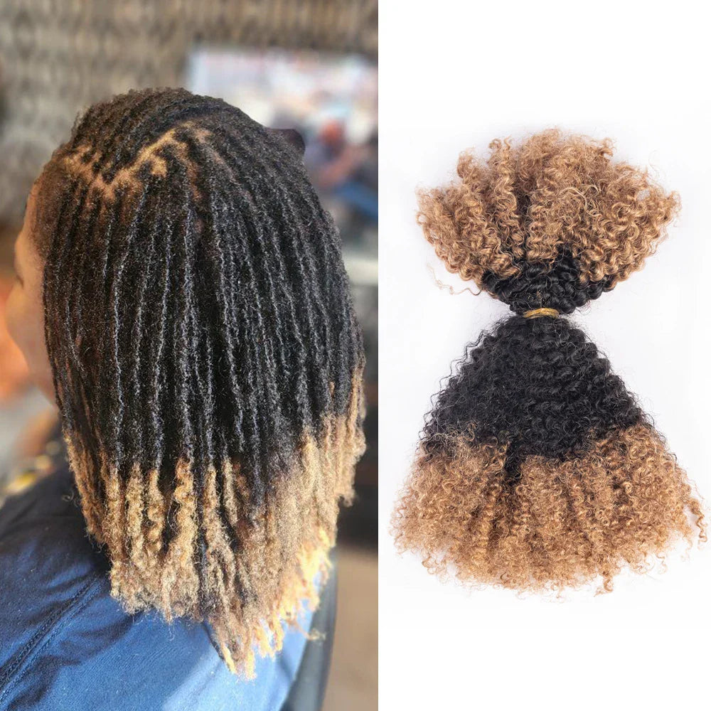 Afro Kinky Curly Bulk Hair 100% Human Hair Customized Color 8-28 Inch Hair Extensions  for Braiding No Weft