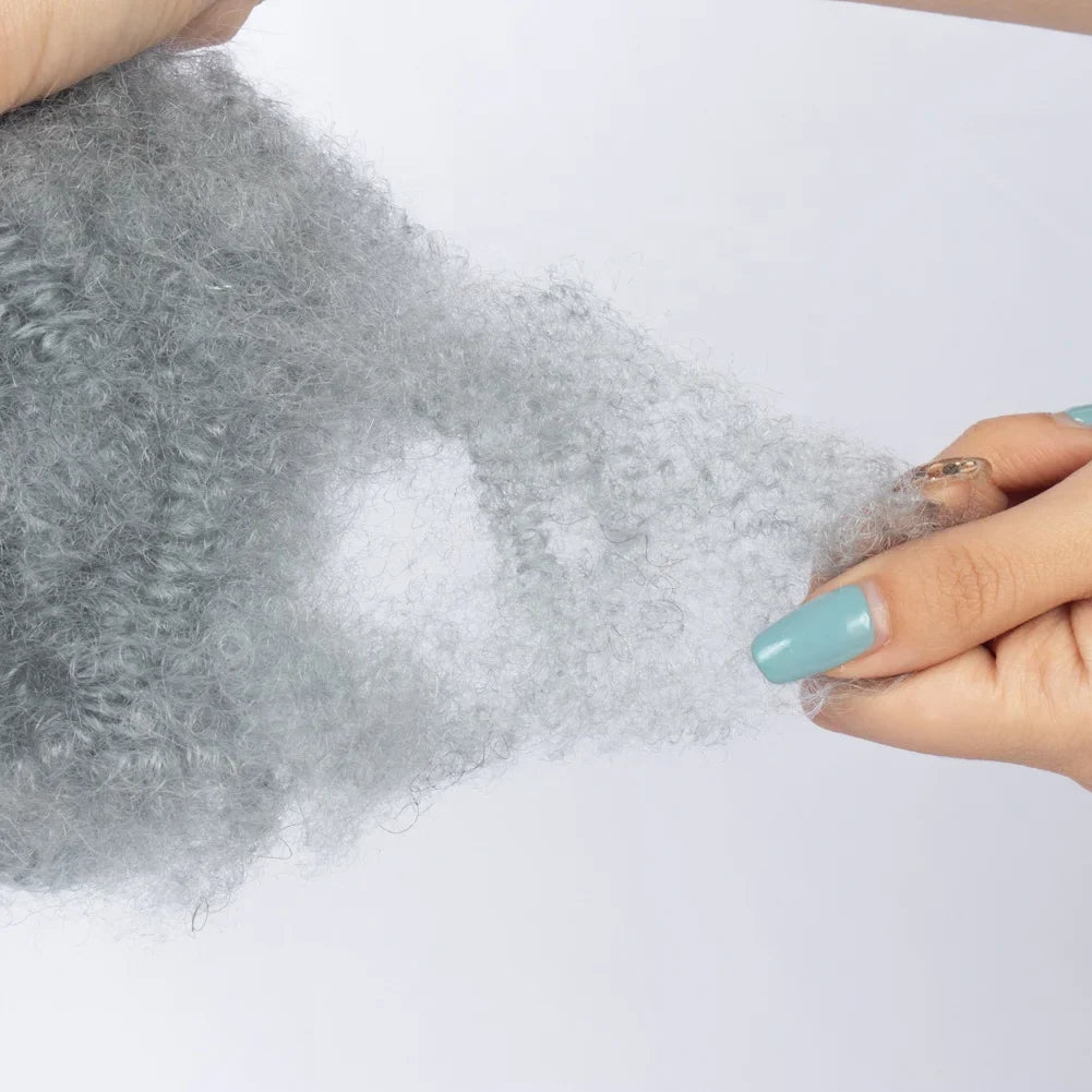 Hot Selling Wholesale Afro Kinky Curly Human Bulk Hair 30g Salt and Pepper Grey Afro Kinky Bulk Human Hair for Braids
