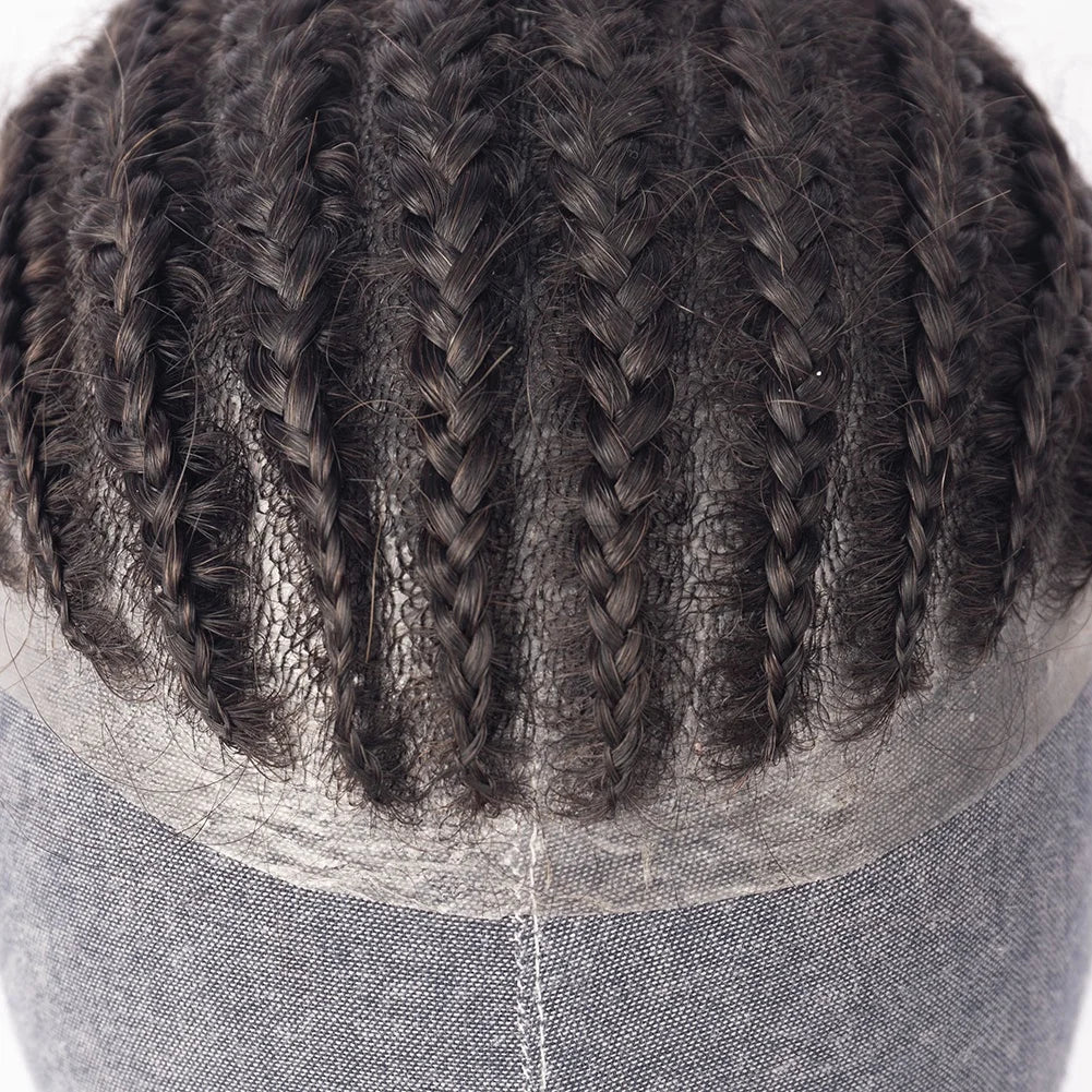 Ready to Ship Ntaural Black 100% Brazilian Hair PU Size 8X10 Toupee Box Braids for Black Men Afro Twist Toupee