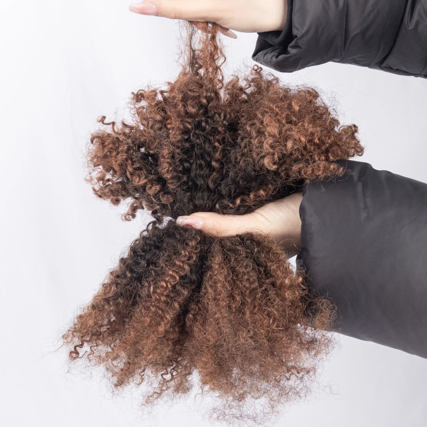 Wholesale Ombre Afro Kinky Bulk Hair Natural Color 30/4/30 30g 12A Cheap Afro Kinky Curly Human Braiding Hair