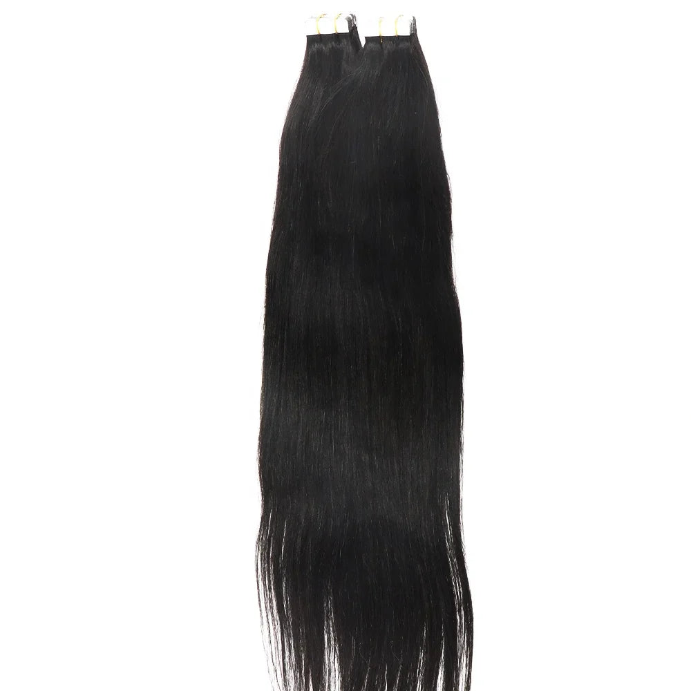 Yaki Straight  Tape in Human Hair Extensions 40Pcs Brazilian Yaki Straight Tape Ins for Black Women 10-30 Inch