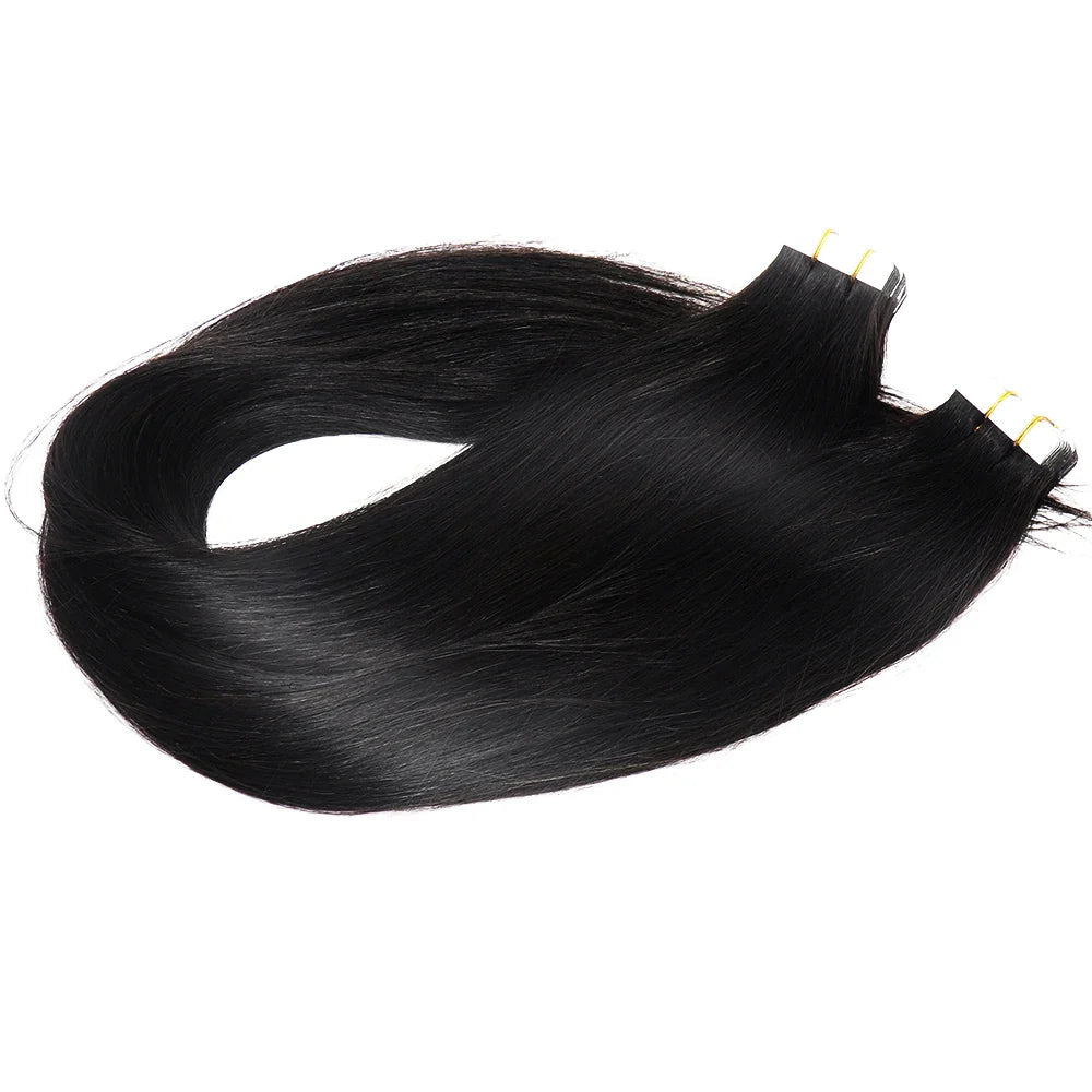 Light Yaki Straight Tape in Human Hair Extensions Black Women Brazilian Tape in Coarse Yaki Microlink Microloop Hair Extensions