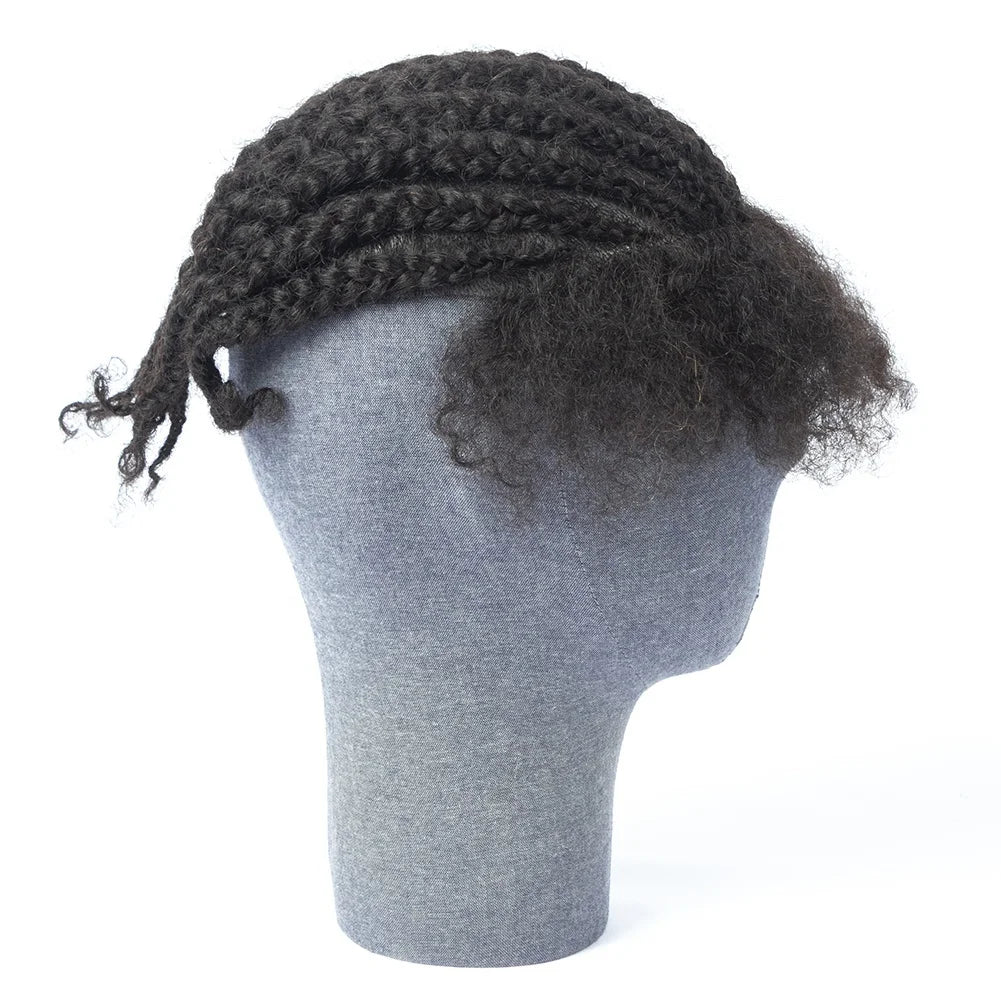 Wholesale Price Jet Black 100% Brazilian Hair 8X10 Toupee Box Braids for Black Men Afro Twist Toupee