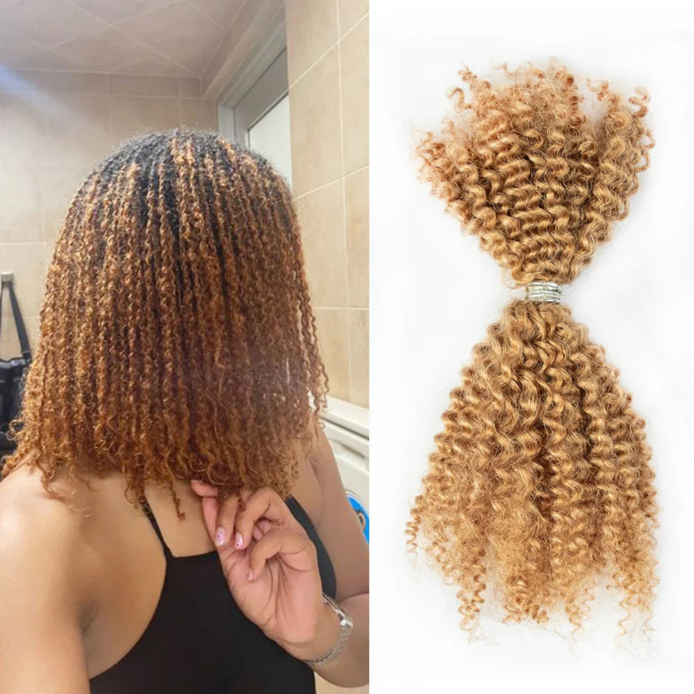 100% Human Hair Afro Kinky Bulk Hair 30/1b/30 Customize Color 12A Cheap Afro Kinky Bulk Human Hair for Braiding