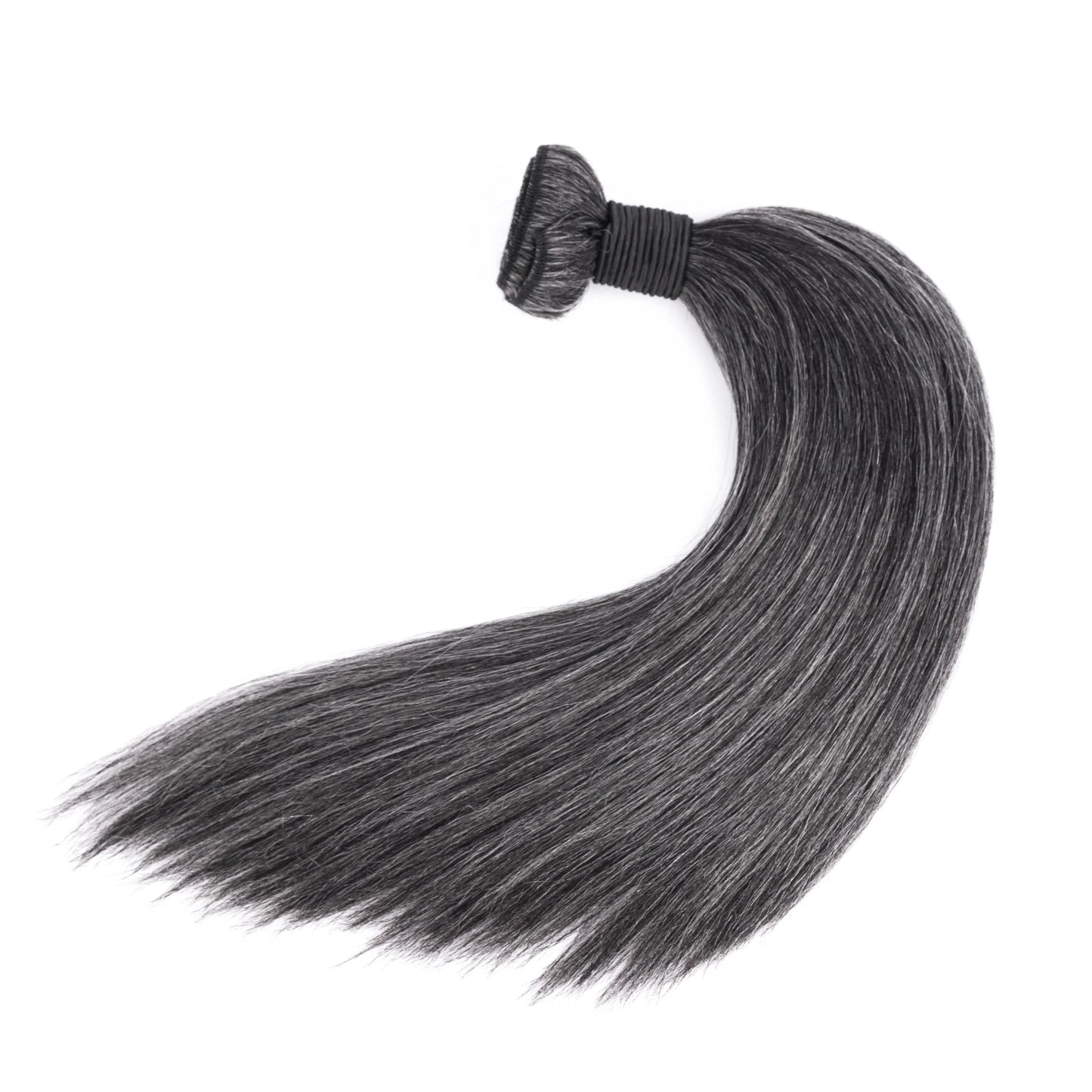 Grey Hair Bundle Yaki Straight 100% Human Hair Bundle Grey Hair Extension