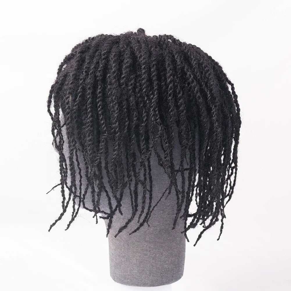 Wholesale Price Jet Black 100% Brazilian Hair Full Lace 8X10 Toupee for Black Men Afro Twist Toupee
