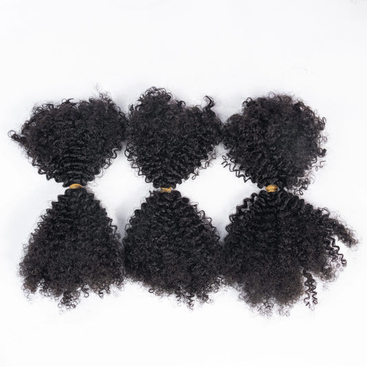Afro Kinky Bulk Hair Natural Black for Braiding 30g 10A Cheap Afro Kinky Curly Human Hair