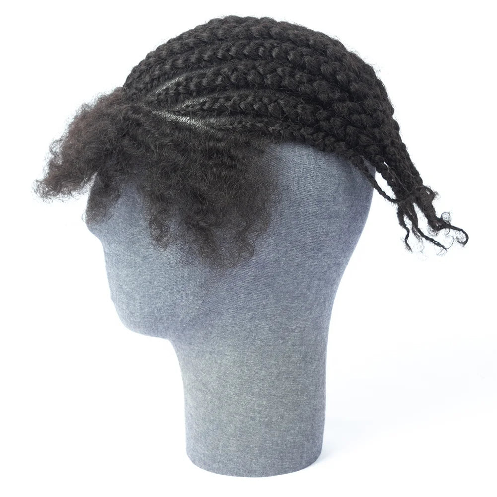 Wholesale Price Jet Black 100% Brazilian Hair 8X10 Toupee Box Braids for Black Men Afro Twist Toupee