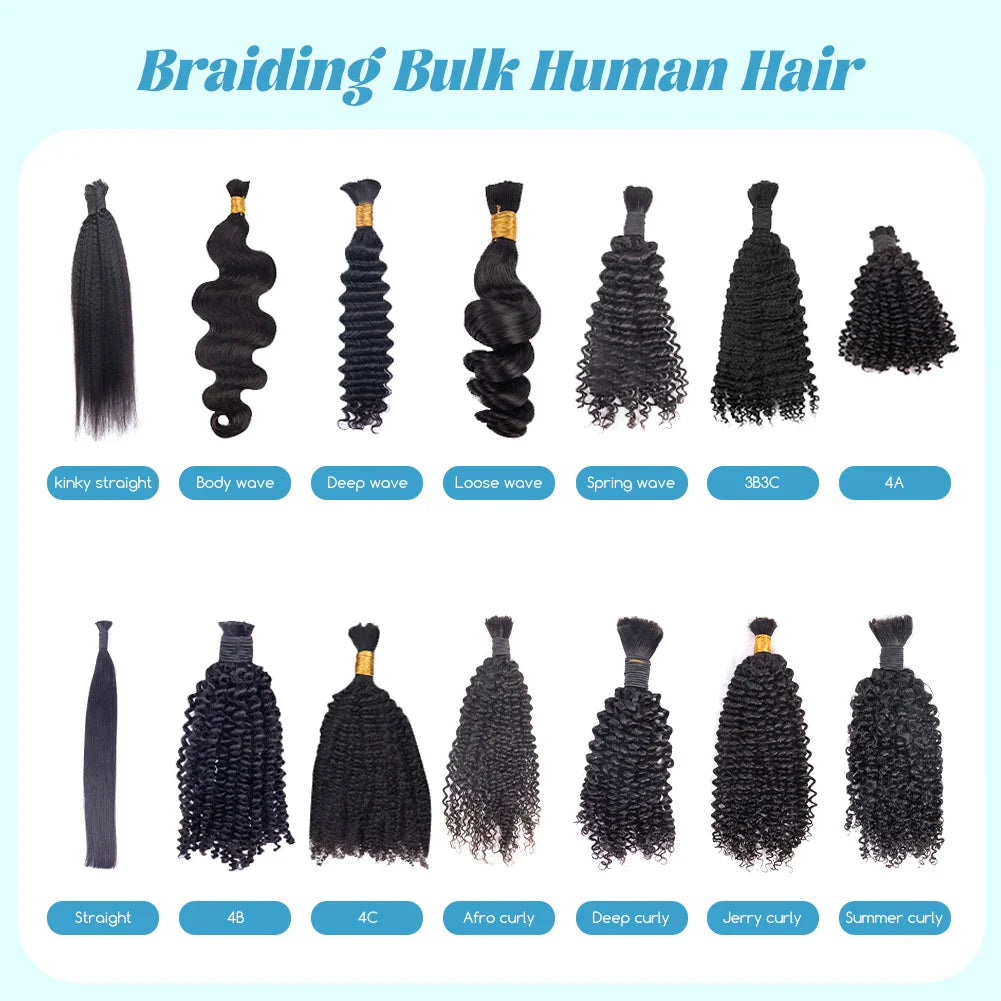 Hot Selling Human Hair Extensions 100% Natural Color 100 Grams 10-32Inch For Wholesale Deep Wave Bulk Human Braiding Hair
