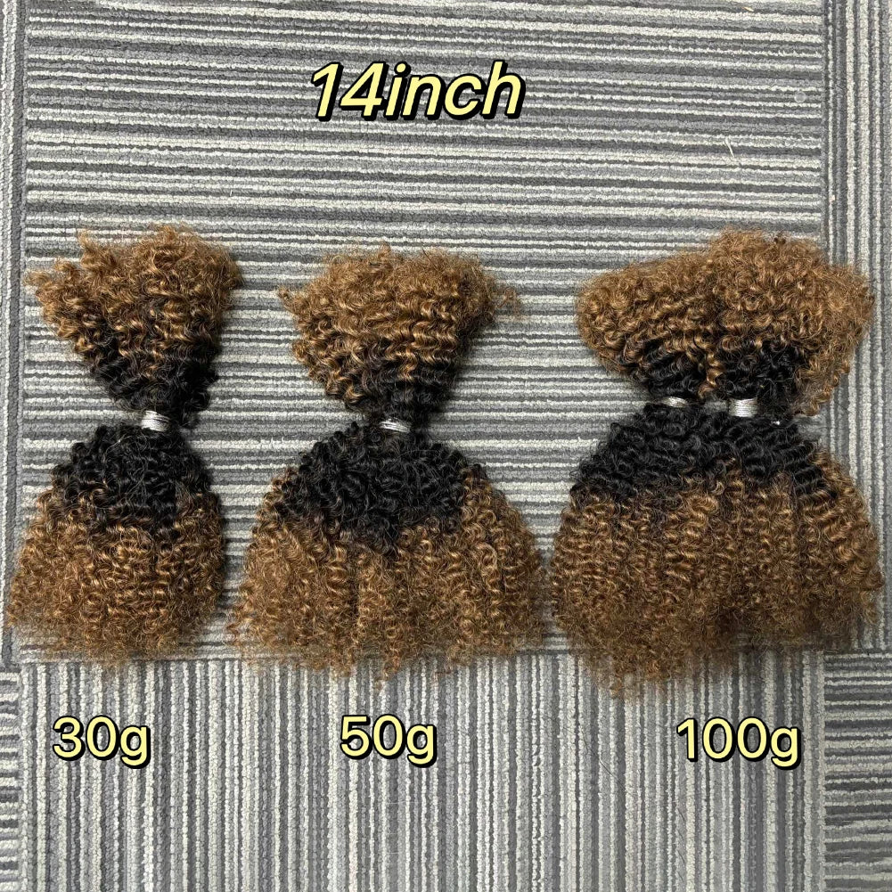 100% Human Hair Afro Kinky Bulk Hair 30/1b/30 Customize Color 12A Cheap Afro Kinky Bulk Human Hair for Braiding