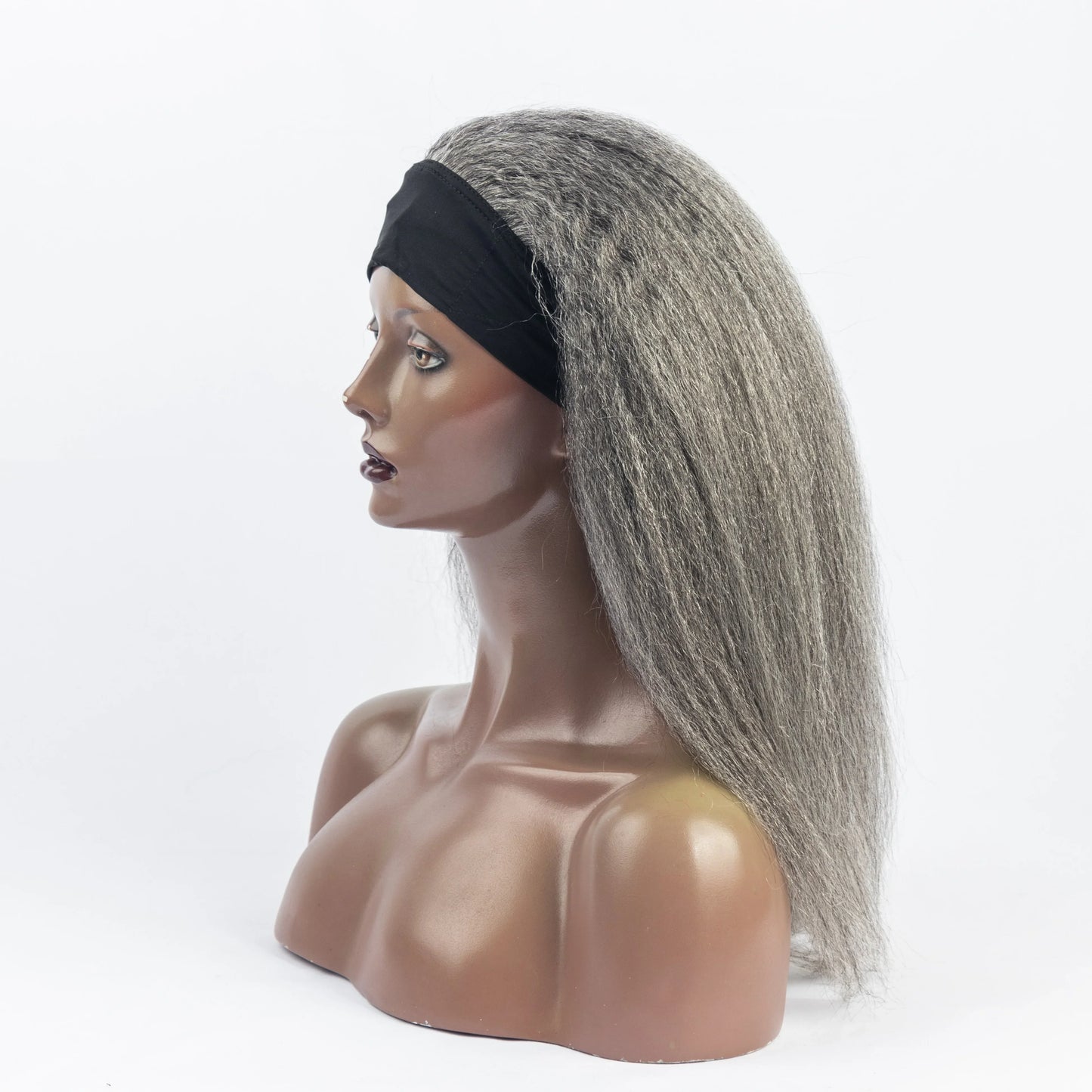Human Hair 100% Grey Natural Virgin Hair Headband Wig Raw Materials Grey Machine Made Wig
