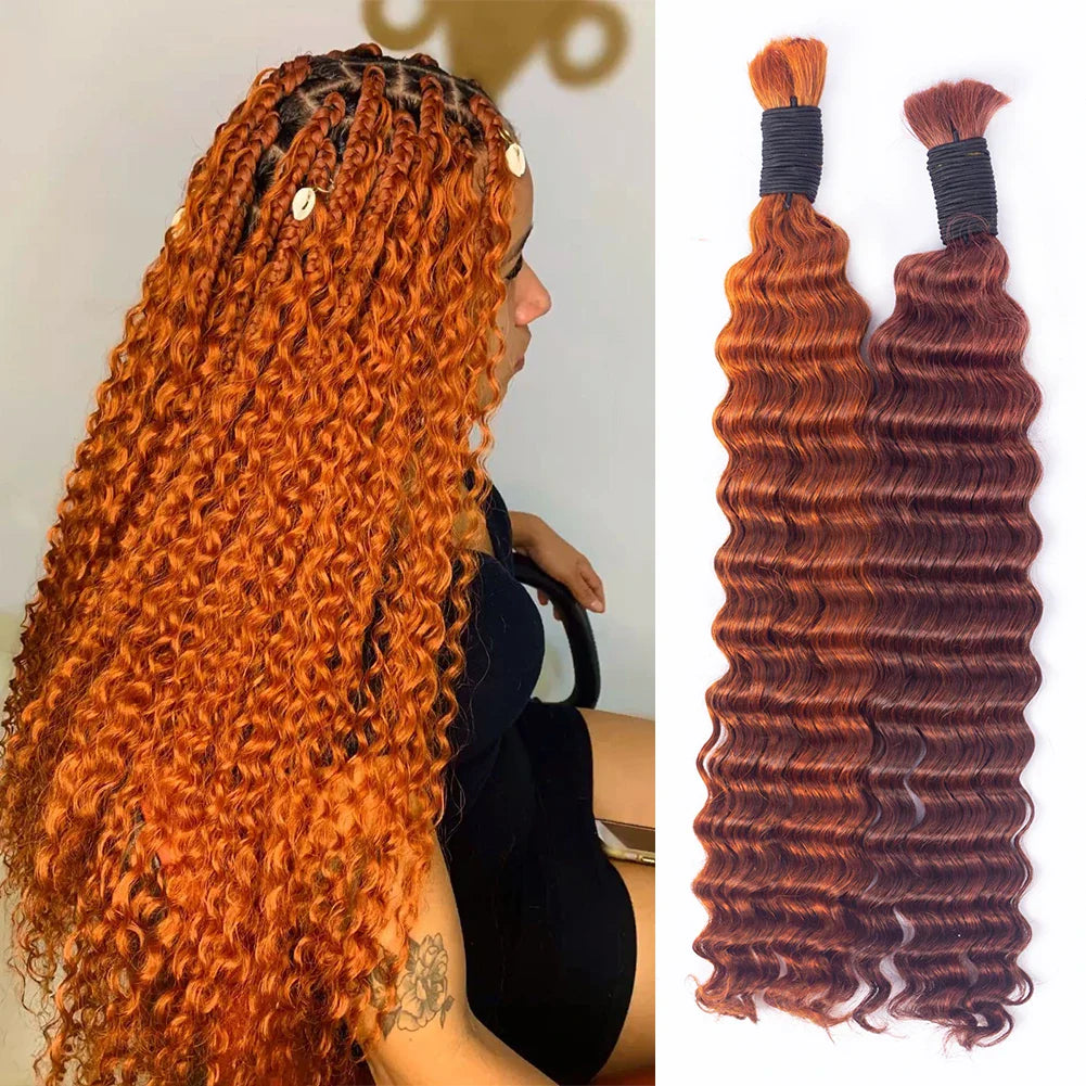 Deep Wave Color Human Bulk Extensions  100% Unprocessed Indian Curly Remy Bulk Human Hair for Braiding