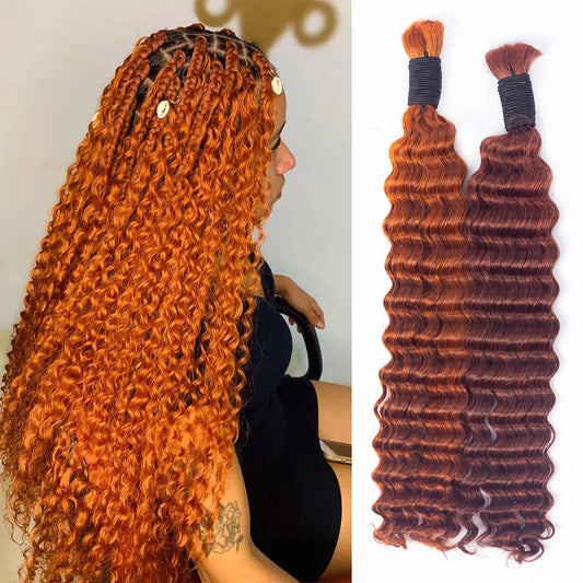 Deep Wave Color Human Bulk Extensions  100% Unprocessed Indian Curly Remy Bulk Human Hair for Braiding