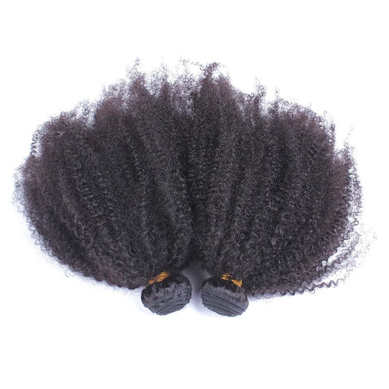 100% Human Hair Weft Extension 4B4C Afro Kinky Curly Human Hair Bundles Natural Black Color