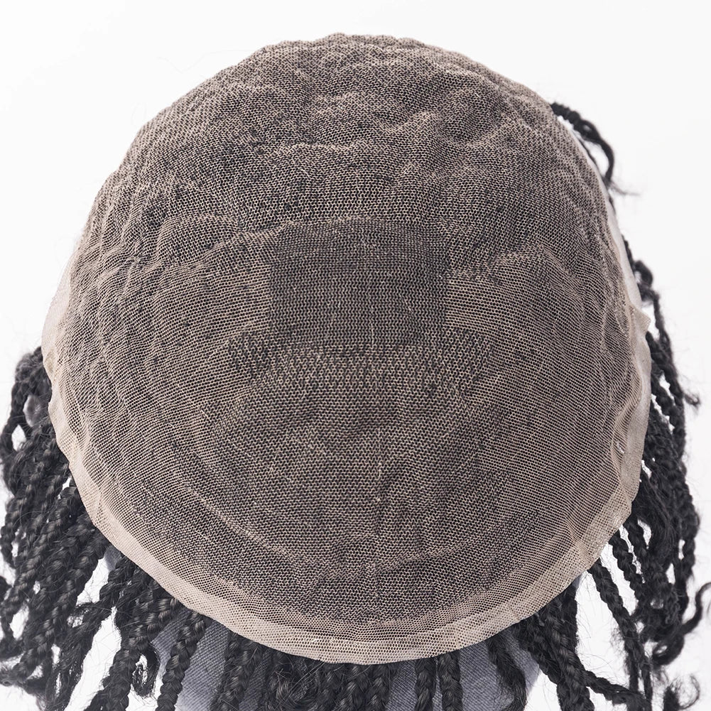 Hot Selling Wholesale Price Black 100% Brazilian Hair Full Lace 8X10 Toupee Box Braids for Black Men Afro Twist Toupee