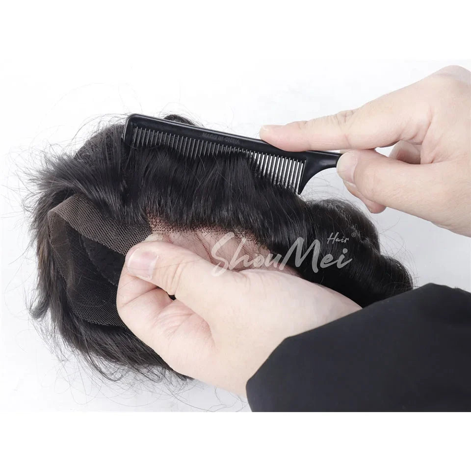 New Silicon Toupee 8x10 Human Hair Replacement System Wigs Prosthesis Toupee Hair Patch for Men Natural Wave