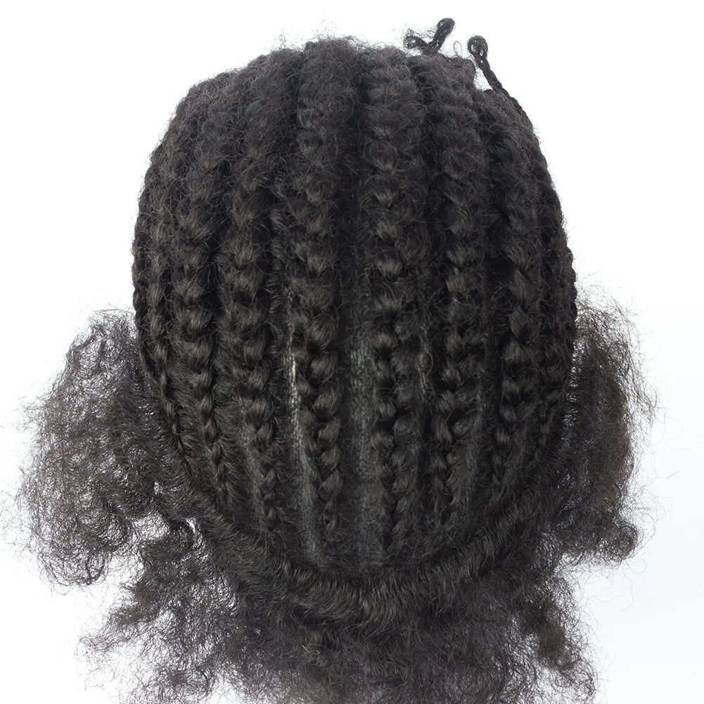 Wholesale Price Jet Black 100% Brazilian Hair 8X10 Toupee Box Braids for Black Men Afro Twist Toupee