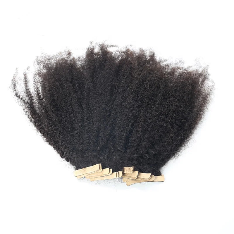 Invisible Tape in Human Hair Extensions 4b4c Afro Kinky Curly 10-30 Inches Seamless PU Skin Weft Adhesive Tape in