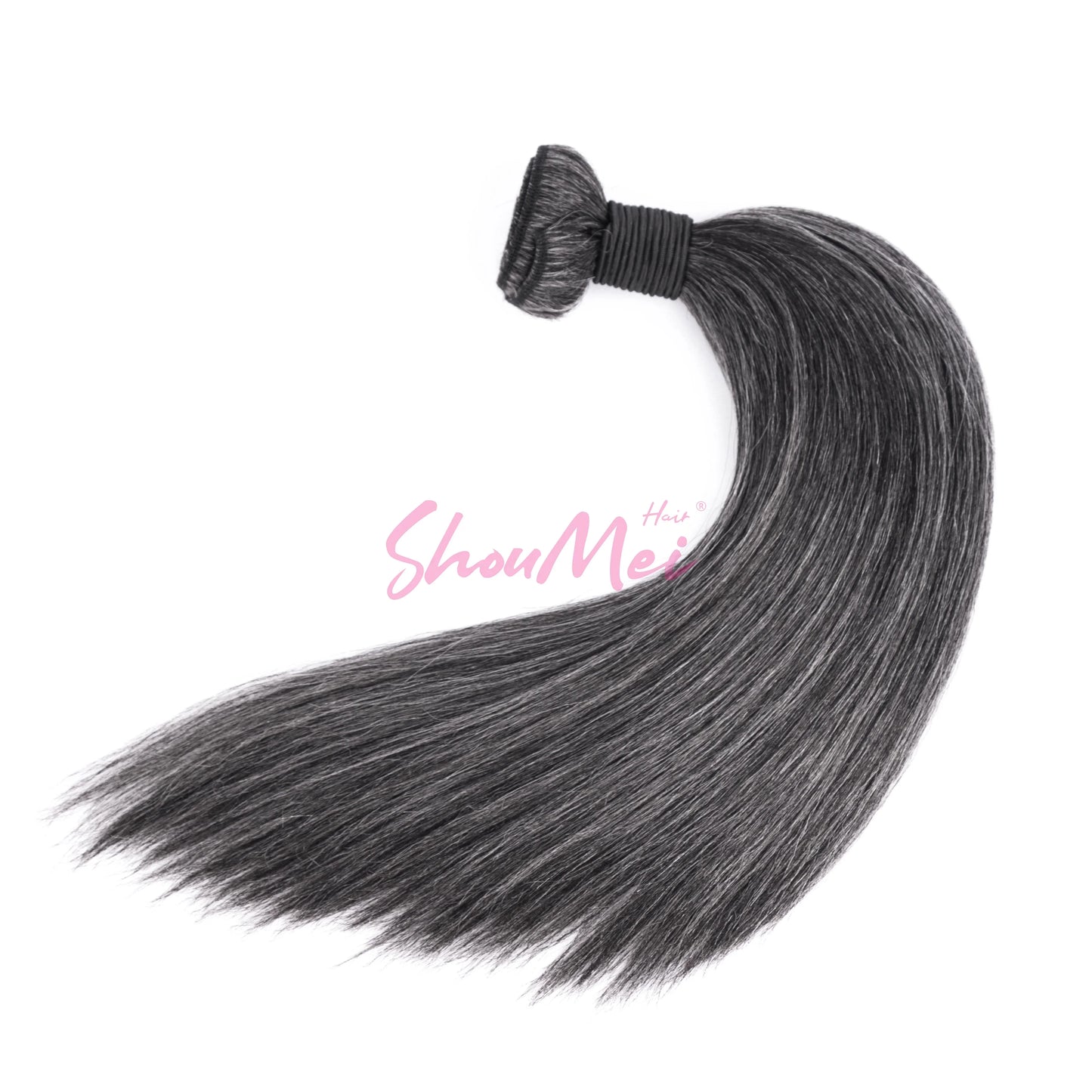 10A Natural Brazilian Hair Bundles with Closure 16-18 Inch Double Drawn Highlights 1B/Grey 100% Human Hair
