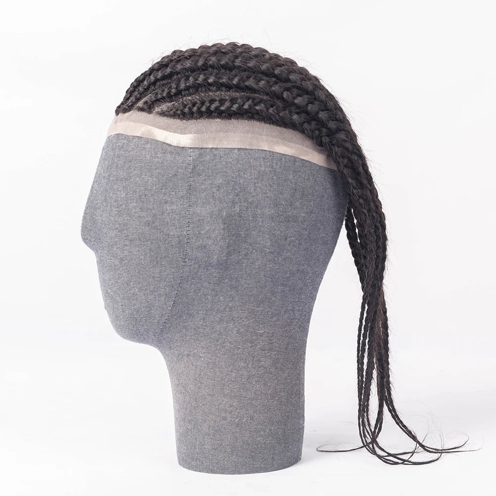 High Quality Wholesale Price 100% Human Virgin Hair Toupee for Afro Black Men Full Lace Afro Cornrow Braids Toupee