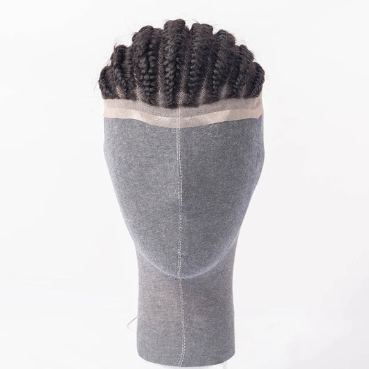 High Quality Wholesale Price 100% Human Virgin Hair Toupee for Afro Black Men Full Lace Afro Cornrow Braids Toupee